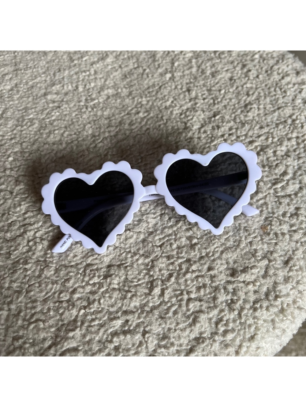 Target White Heart-Shaped Sunglasses with Scalloped Edges